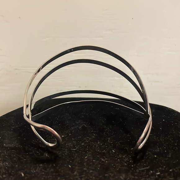 8” titanium plated four layer abstract open cuff bracelet - Picture 7 of 12